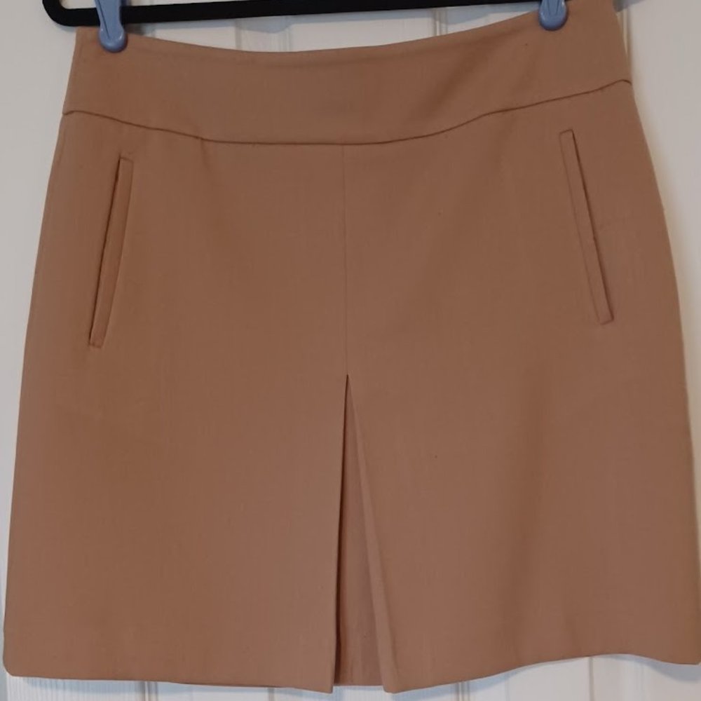 Loft camel pleated short skirt size 8